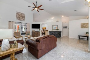 Front living room and kitchen in background