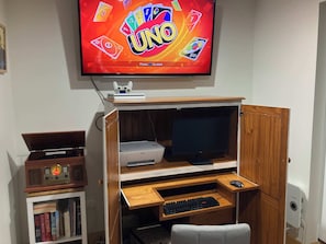 Office/Games room with Playstation,Record Player(with records) Computer screen/Keyboard and Printer