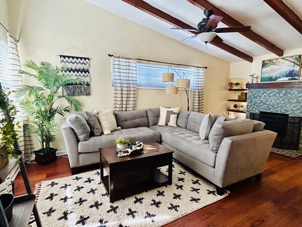 Living room with fireplace