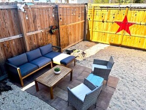 Fun outdoor patio for coffee and cocktails