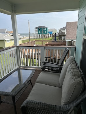 Views of the gulf from the gulf side porch. Relax and listen to the waves!