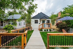 Plenty of street parking in front and a clear path and 3 steps and you are home!
