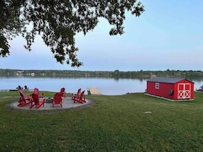 Dedicated ( Red) fire pit for Joyce guest with new dock