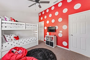 Upstairs bedroom complete with twin bunk, pull out trundle, and en suite bath.