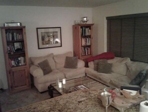 Comfortable Couches, dimmer switches for lights.