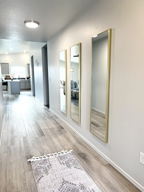 Long entryway with mirrors