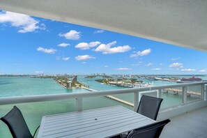 Furnished balcony with direct water views 