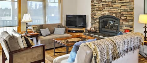 Cozy Living Space With Gas Fireplace