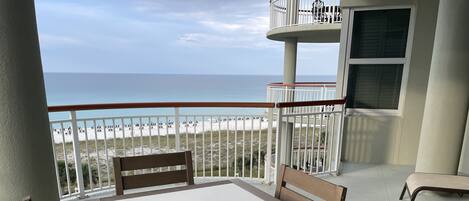 View from our Balcony overlooking the Pool and the Gulf