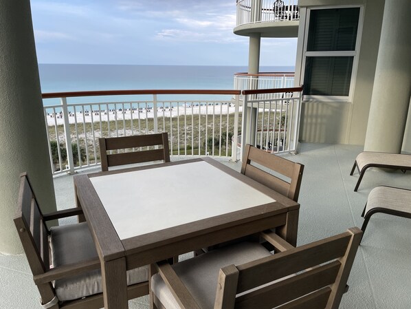 View from our Balcony overlooking the Pool and the Gulf