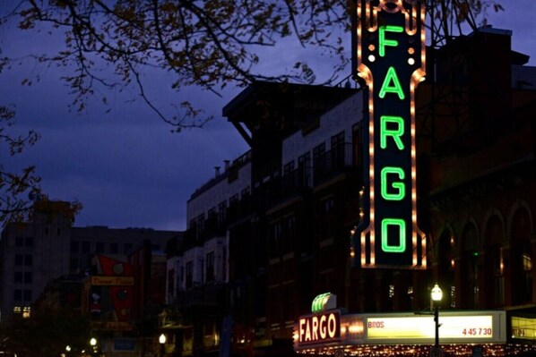 When you're in town, you will want to check out the historic Fargo Theater! You'll be within walking distance (or a very short bike or drive to downtown).
