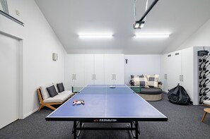 Entertainment area with ping pong table