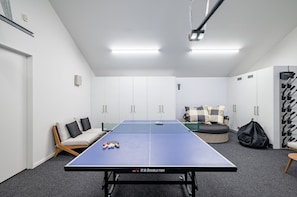 Entertainment area with ping pong table