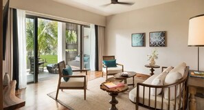 Living Room & Private Balcony.