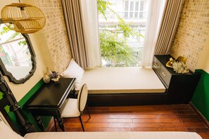 Extra bed 1*2m , sitting area with lovely view
