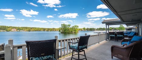 Enjoy 180 degree views from the 1000sf patio overlooking Lake Hamilton!