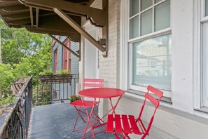 front porch with bistro table.