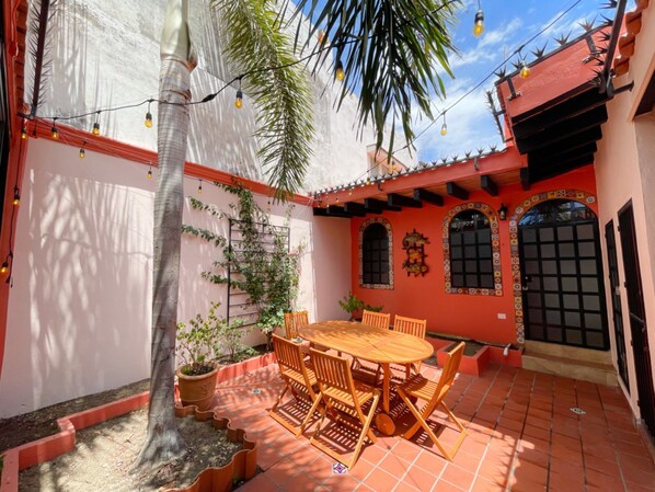 Beautiful, peaceful private courtyard. The master bedroom is back in the casita.