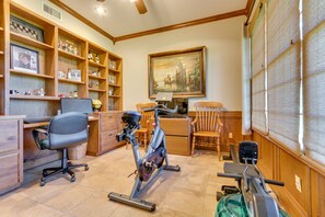 Office | 1st Floor | Desk Workspace | Stationary Bike | Rowing Machine