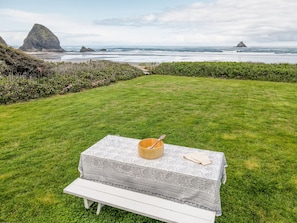 rolling lawn that meets the sand