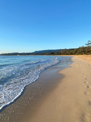Sandy beach in the backyard