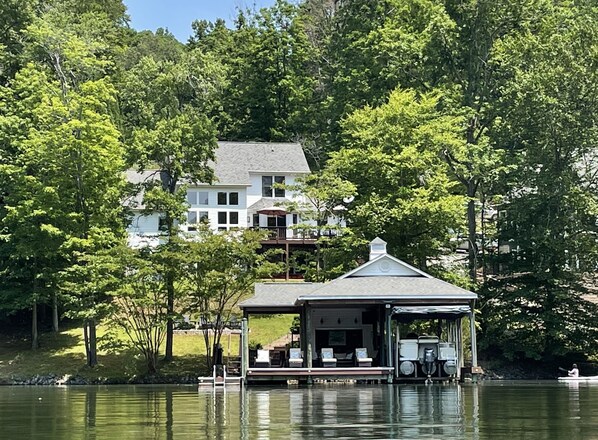 View of house & boat dock from the lake!