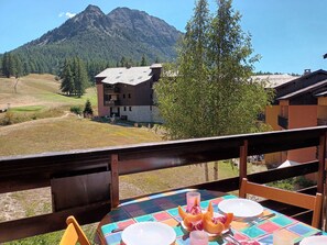 Vue de la terrasse en été: le Janus