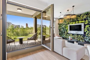 Seamless indoor-outdoor living in this sun-drenched space.