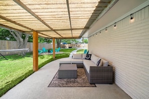 Comfortable seating under covered back patio