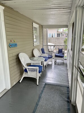Outside screened in porch off dining room. 