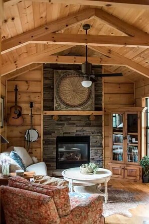turn on the fireplace and cozy up!