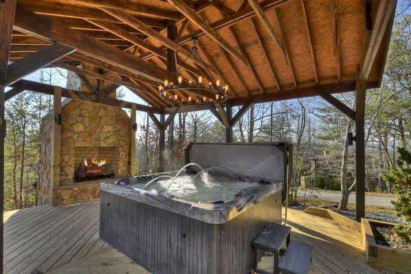 Soak your worries away in the beautiful hot tub!