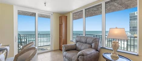 Breathtaking beach view out of the corner unit.