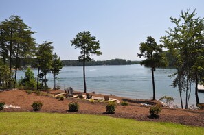 Firepit overlooking the water