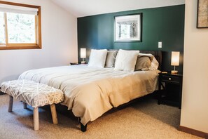 Our comfortable master bedroom will have you looking forward to bedtime.