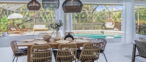 Outdoor patio dining area