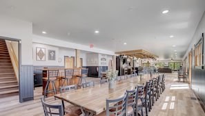 Custom amish made farm tables with seating for 40!