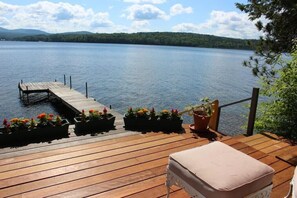 large deck with unobstructed lake views
