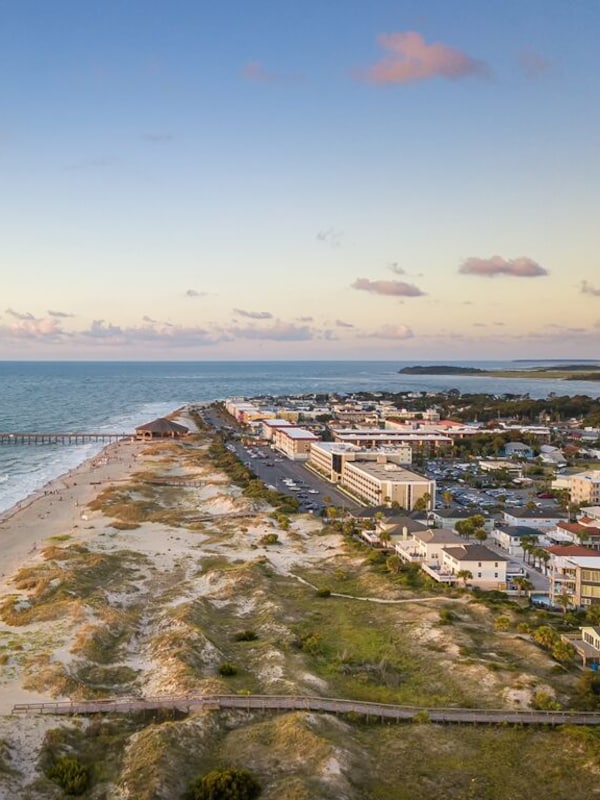 Drone View of the Pier and beach