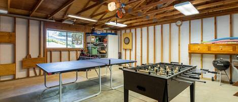 Game room in garage. Pine Mountain Lake Vacation Rental "The Gathering Place" - Unit 3 Lot 90.