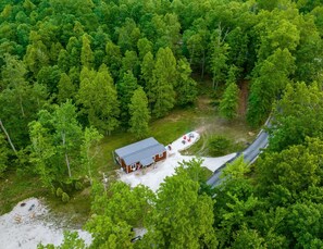 Aerial view of Lil' Red and the land surrounding