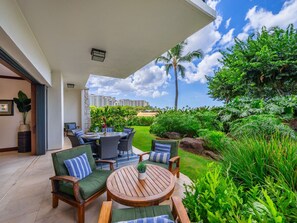 Ground floor villa with garden views