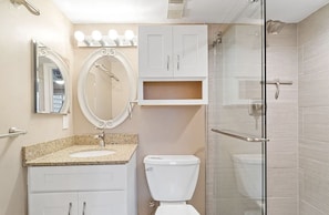 Private bathroom off the 2nd. bedroom offers the comfort and the convenience.