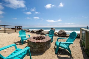 Private fire pit on the beach