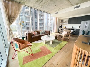 Plenty of space and seating with a balcony.
