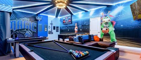 Billiards, foosball, air hockey and basketball are some of the games you'll find in the in-house games room!