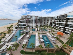 Garza Blanca overview of the pools