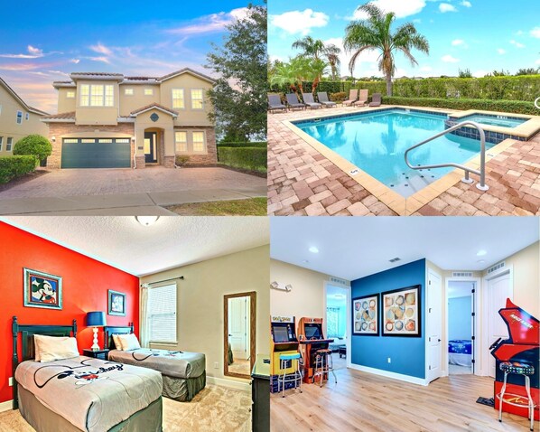 House, Chair, Furniture, Lamp, Pool