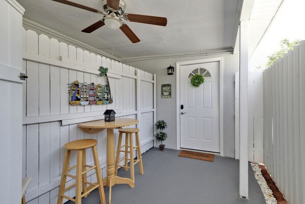 Front Entrance, Patio Area