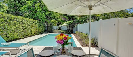 Backyard oasis to enjoy with friends and loved ones. Pool is completely private